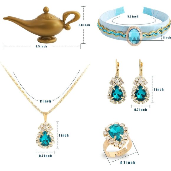 Arabian Princess Costume Jewelry Set Headband Magic Lamp Accessories Halloween - Picture 3 of 6